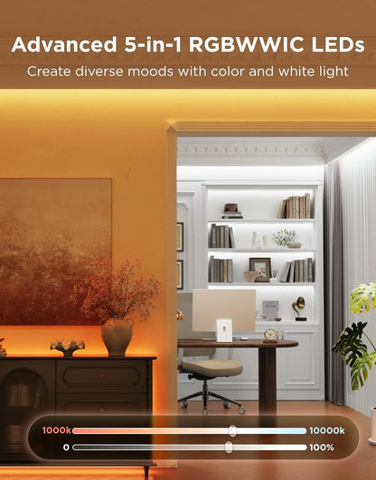 Govee LED Strip Light 2, 65.6ft, RGBWWIC, 1000K to 10000K White Light, WiFi