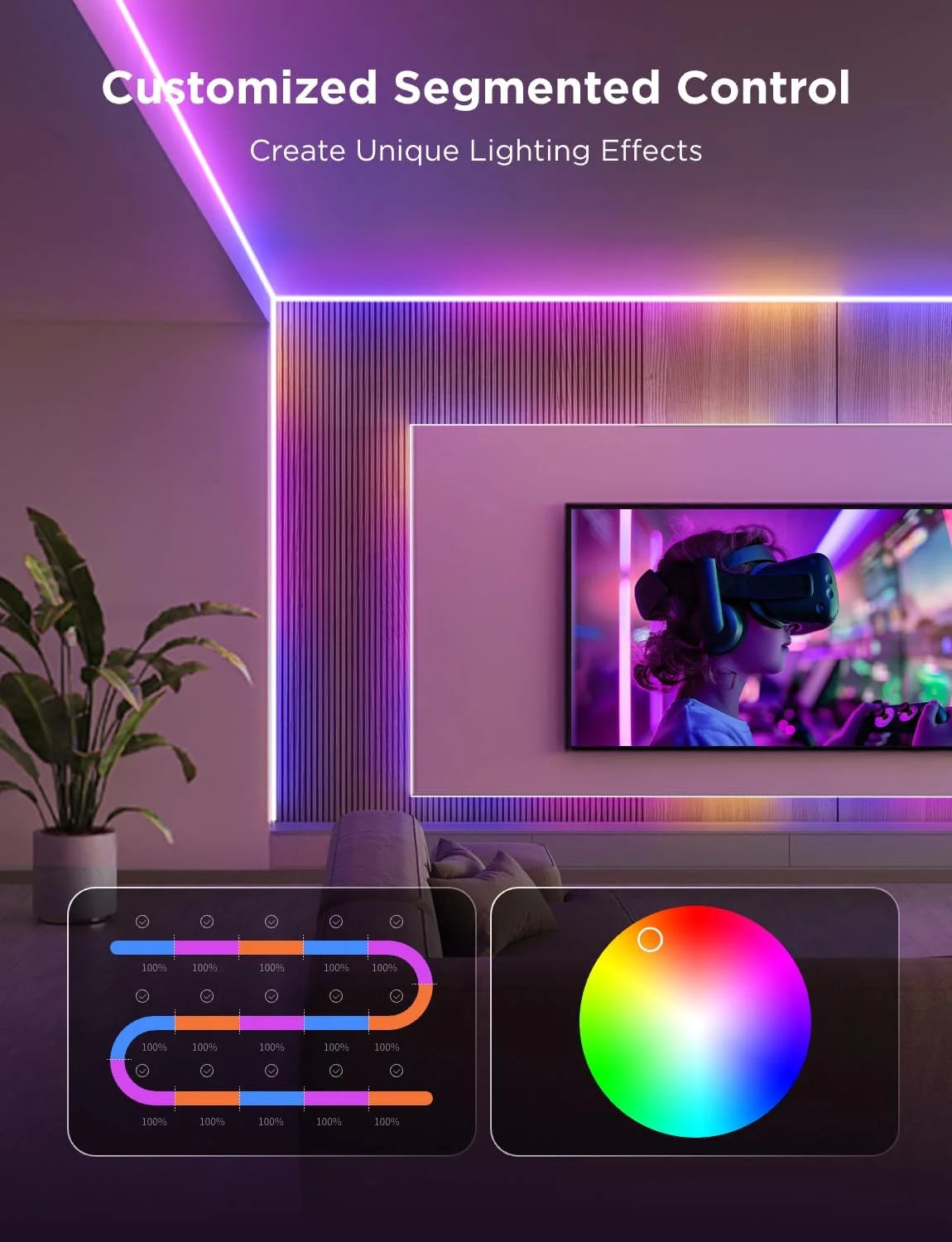 Govee 16.4ft COB LED Strip Light Pro, RGBICW Light with Warm White, WiFi