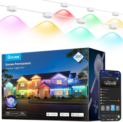 Govee Permanent Outdoor Lights Pro, 150ft with 90 RGBIC LED Lights for Daily and Accent Lighting, 75 Scene Modes for Outdoor Decor, IP67 Waterproof, Works with Alexa, Google Assistant, Matter, White