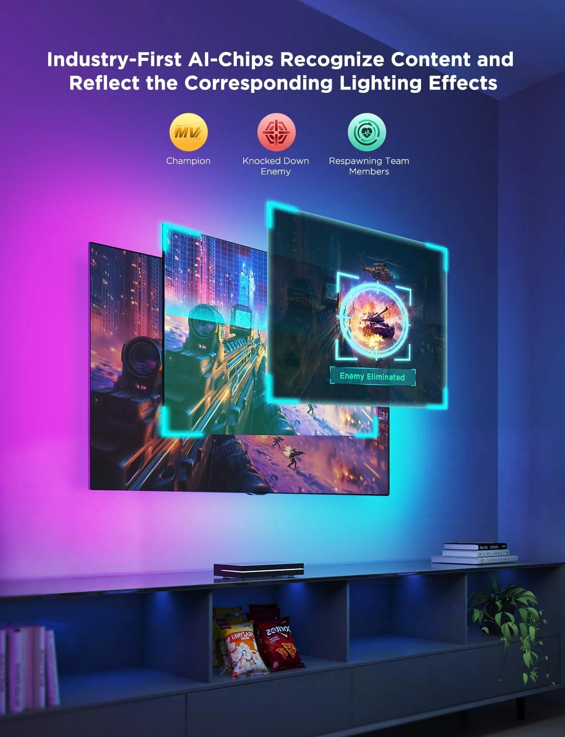 Govee HDMI 2.1 AI Sync Box 2, 8K/4K @144Hz, RGBWIC for 75-85 Inch TVs