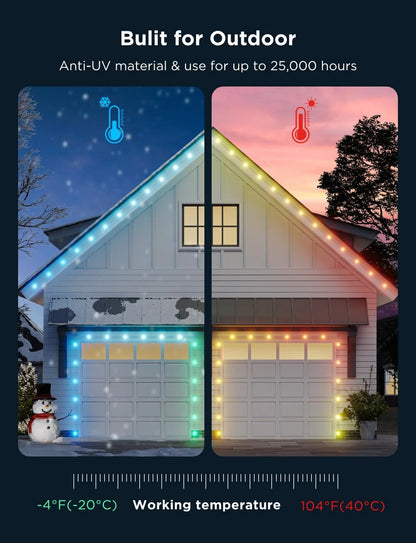 Govee Outdoor LED Strip Lights, 45 RGBIC LED Lights 100FT String Lights with 65 Scene Modes, Halloween Decoration Work with Alexa, Google, APP Control, IP65 Waterproof