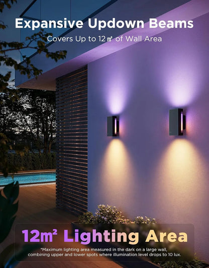 Govee Outdoor UpDown Wall Light, 2 Pack, 1200LM RGBICWW Smart Porch Lights
