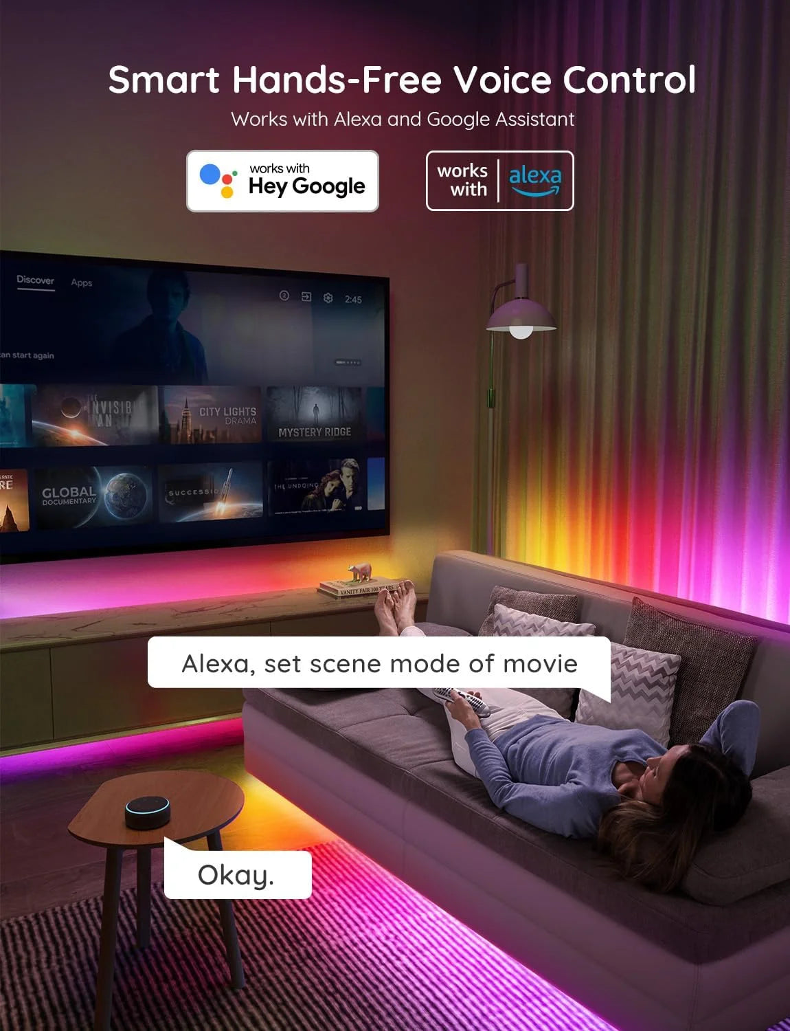 Govee 65.6ft RGBIC LED Strip Lights, Work with Alexa and Google Assistant