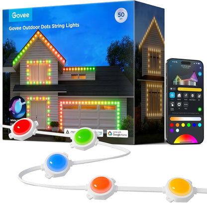 Govee Outdoor LED Strip Lights, 45 RGBIC LED Lights 100FT String Lights with 65 Scene Modes, Halloween Decoration Work with Alexa, Google, APP Control, IP65 Waterproof