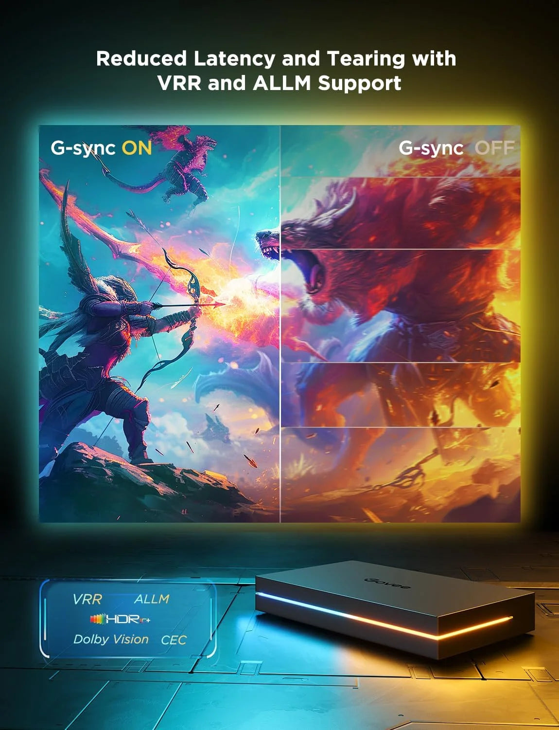 Govee HDMI 2.1 AI Sync Box 2, 8K/4K @144Hz, RGBWIC for 75-85 Inch TVs