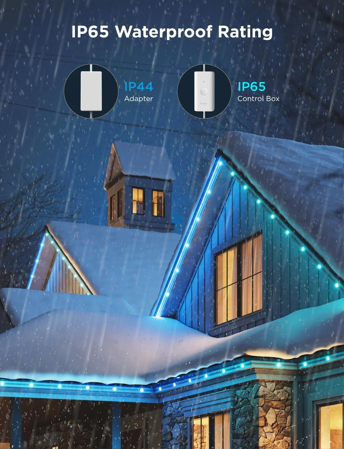 Govee Outdoor LED Strip Lights, 45 RGBIC LED Lights 100FT String Lights with 65 Scene Modes, Halloween Decoration Work with Alexa, Google, APP Control, IP65 Waterproof