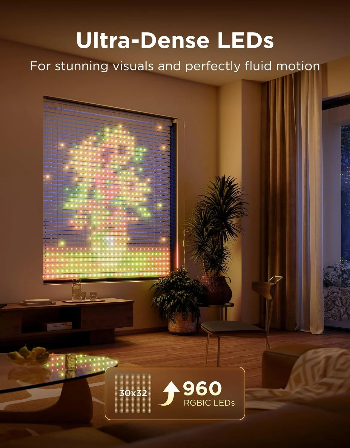 Govee Smart Curtain Lights Pro, 960 LEDs, 5.4×5.7ft for Holiday Decor (Pack of 2)