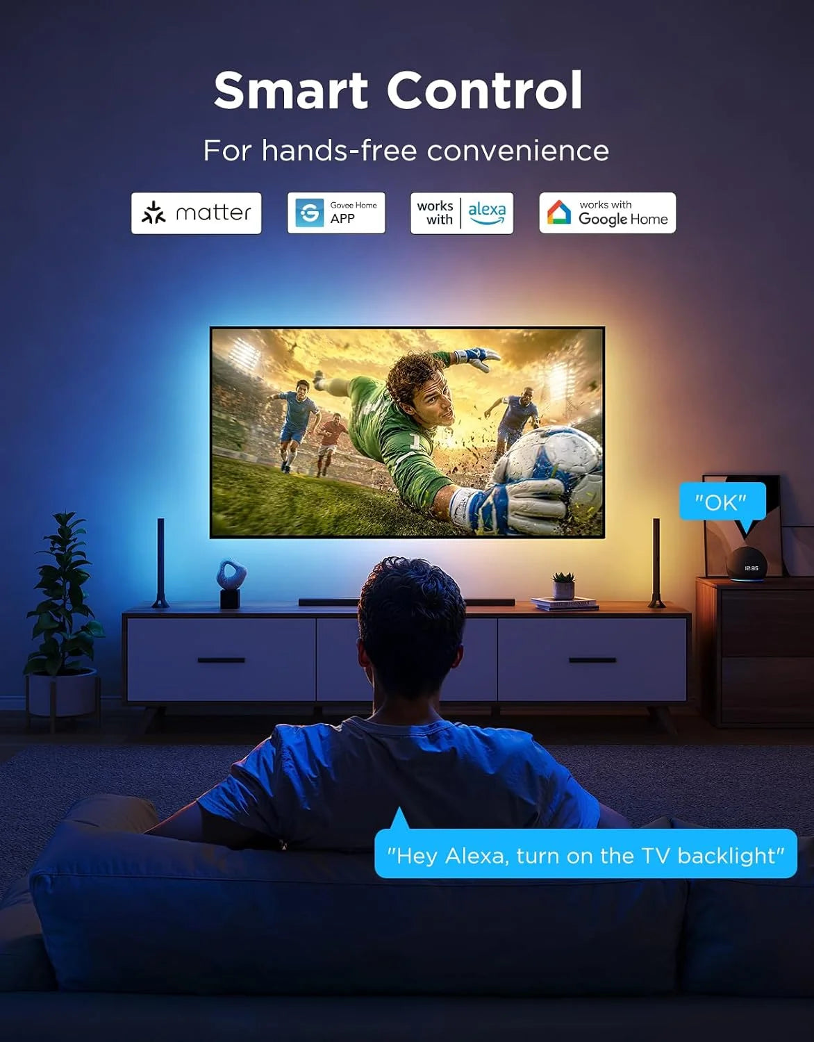 Govee TV LED Backlight 2, 18.4ft Cuttable TV Lights for 32-86 Inch TVs
