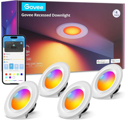 Govee Smart Retrofit Recessed Lighting 6 Inch, Wi-Fi Bluetooth Direct Connect RGBWW Retrofit Can Lights, 65 Scene Modes, Works with Alexa & Google Assistant, 1000 Lumens, 6 Pack