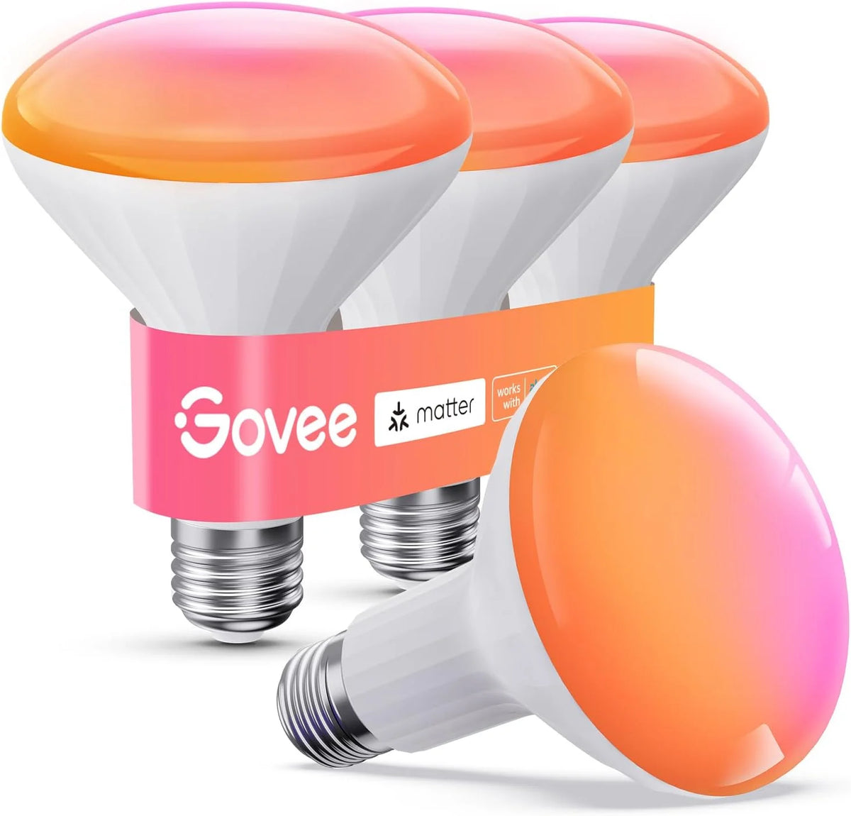 Govee BR30 Smart Light Bulbs 850 LM, RGBWW E26 Base 4 Pack