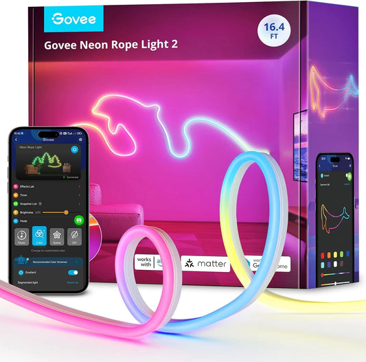 Govee RGBIC Neon Lights 16.4ft Works with Matter, Alexa, Google Assistant