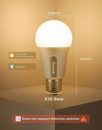 Govee Smart Light Bulbs, A19 LED Light Bulb, 800 Lumen, 6 Pack