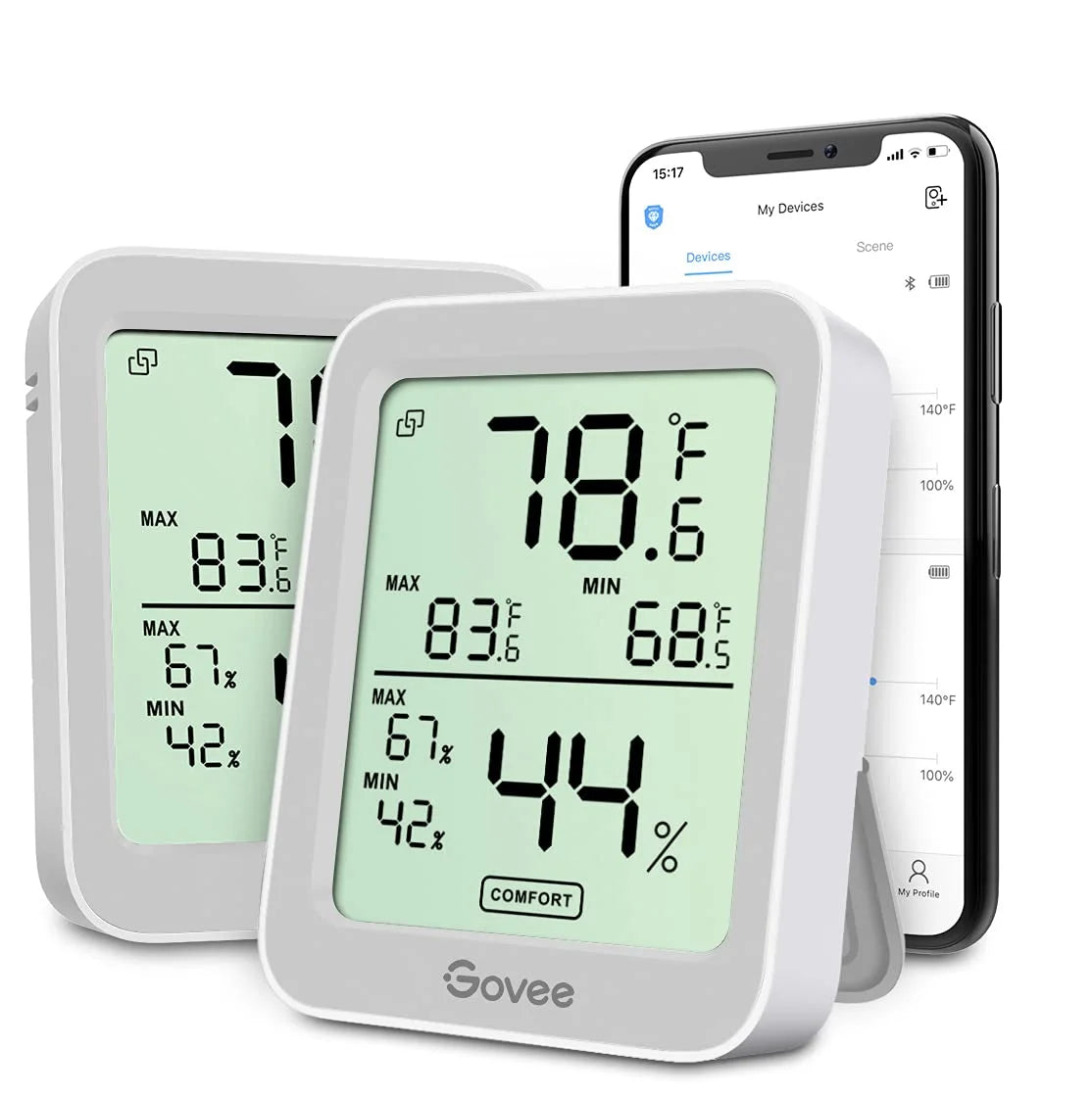 Govee Indoor Hygrometer Thermometer 3Pack H5075 with Bluetooth App Control