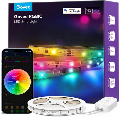 Govee 65.6ft RGBIC LED Strip Lights, Work with Alexa and Google Assistant