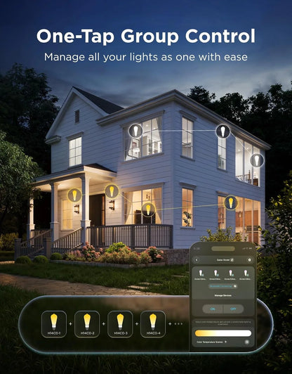 Govee Edison Bulbs, G25 Smart Vintage Light Bulbs, RGBWW, E26 Base 4 Pack
