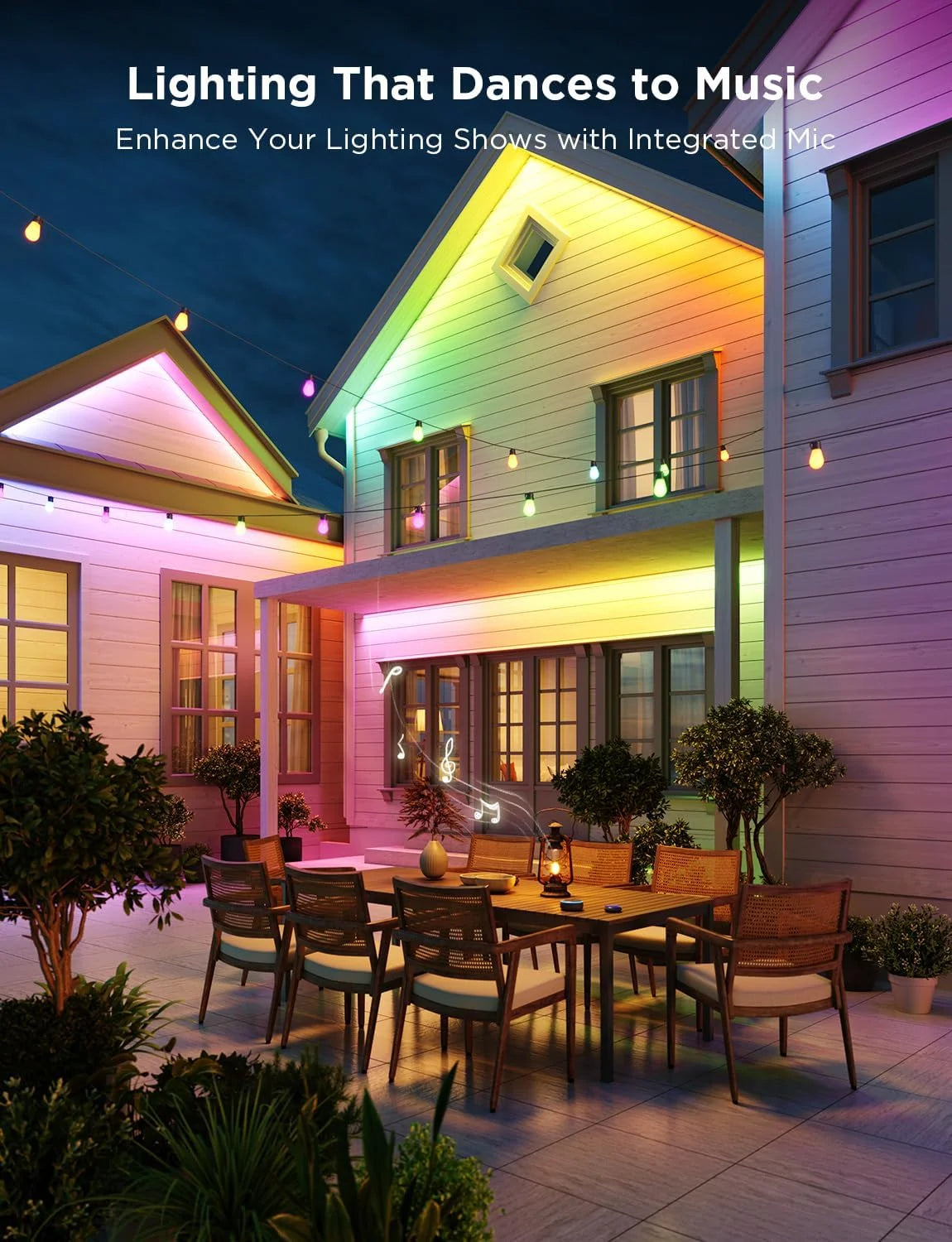 Govee Outdoor LED Strip Lights, 65.6ft Smart Led Strip Lights Work with Alexa and Google Assistant, App Control, IP65 Waterproof, RGBIC Outdoor Lights for Patio, Eave, Patio Decorations