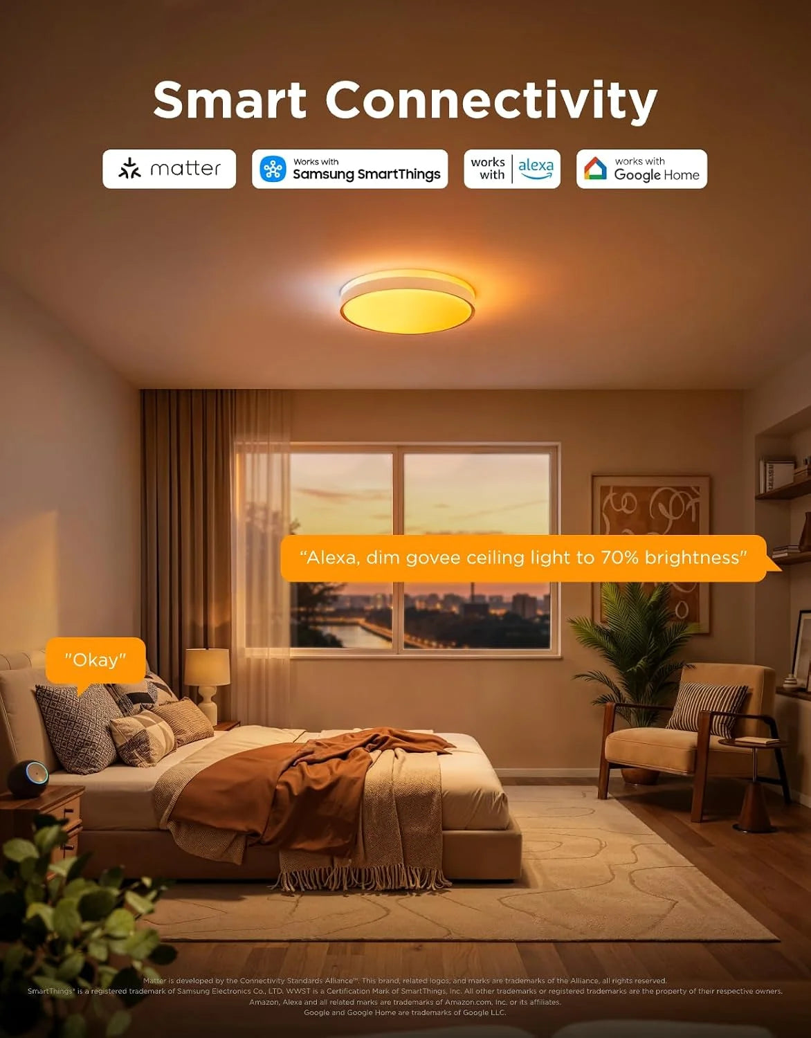Govee Smart Ceiling Light 4300LM 15 Inch, RGBIC 2700K-6500K 1 Pack