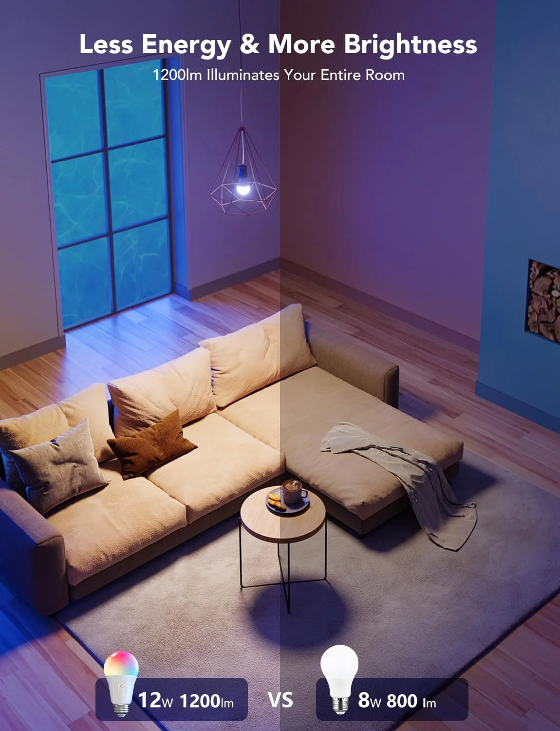 Govee Smart Light Bulbs 1200 Lumens, 12W 85W Equivalent, 2 Pack