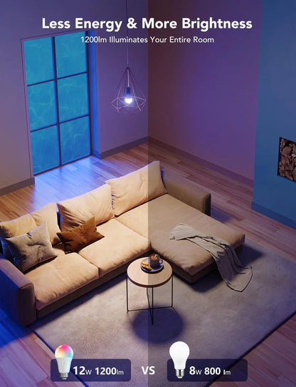 Govee Smart Light Bulbs 1200 Lumens, 12W 85W Equivalent, 2 Pack