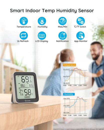 Govee Indoor Hygrometer Thermometer 3Pack H5075 with Bluetooth App Control