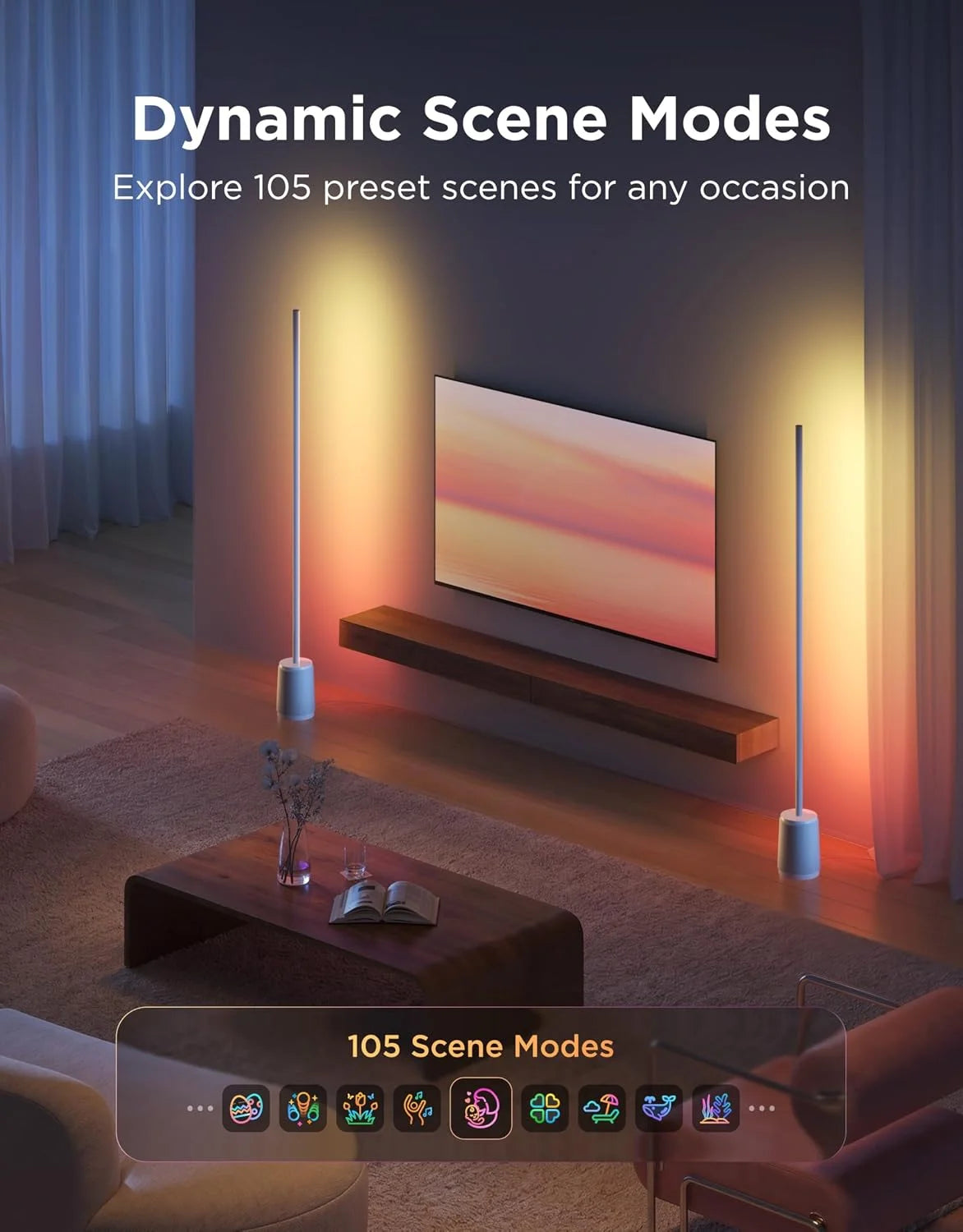 Govee Floor Lamp 3 Lite, Smart RGBIC LED Corner Lamp for Bedroom