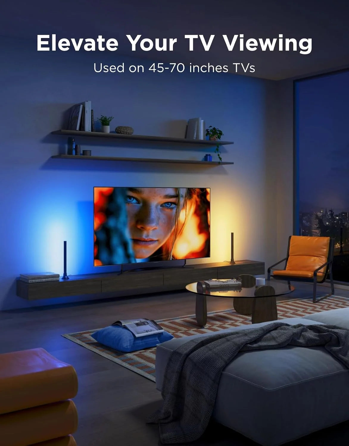 Govee RGBIC Light Bars, 15 Inches WiFi TV Lights for 45-70 inch TVs, White