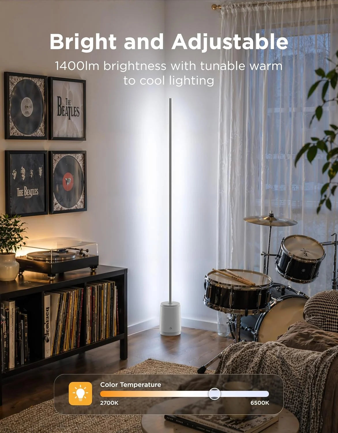 Govee Floor Lamp 3 Lite, Smart RGBIC LED Corner Lamp for Bedroom