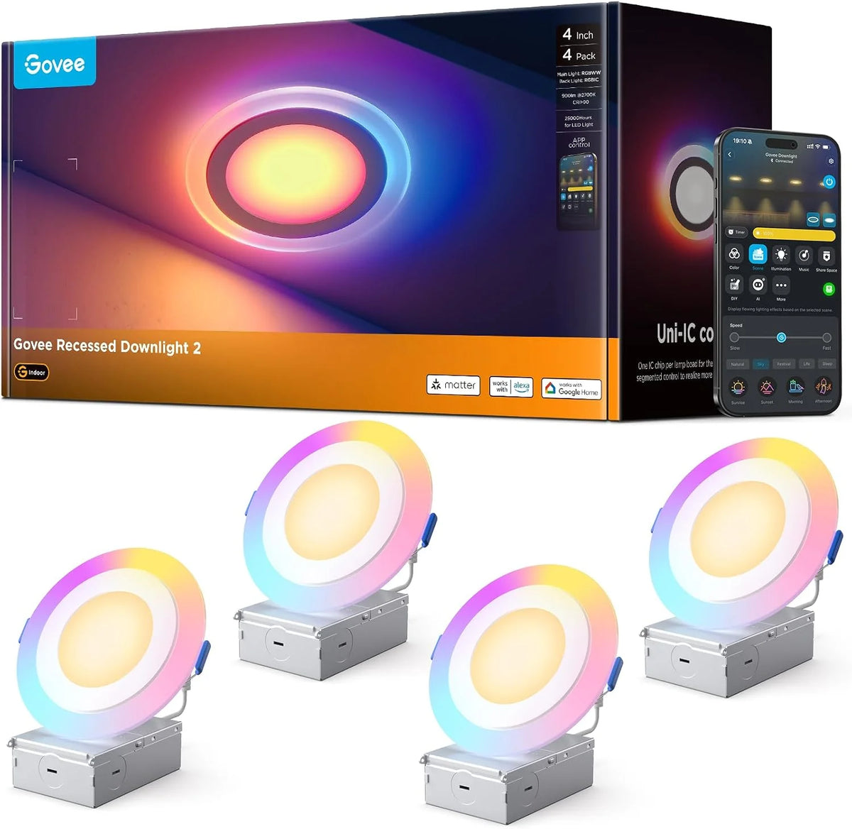 Govee Smart Recessed Lighting 6 Inch, LED Recessed Light 1100LM, 6 Pack