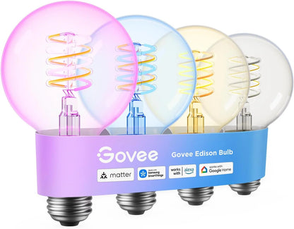 Govee Edison Bulbs, G25 Smart Vintage Light Bulbs, RGBWW, E26 Base 4 Pack