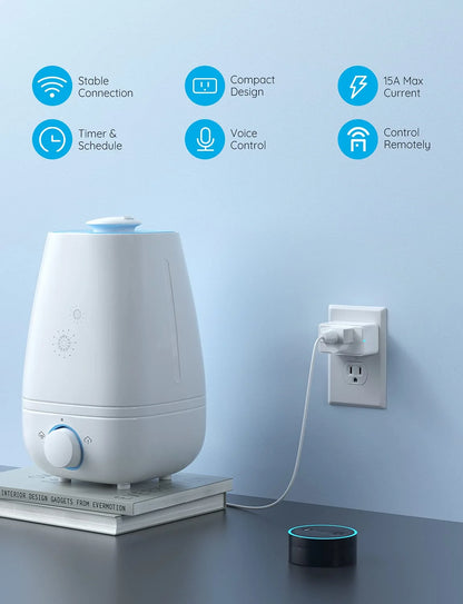Govee Smart Plug 15A WiFi Bluetooth Outlet 2 Pack, Remote Group Control