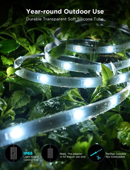 Govee Outdoor LED Strip Lights RGBIC with Warm and Cold White, 98.4ft 2.4G WiFi Smart Outdoor Lights, IP65 Waterproof, Work with Alexa and Google Assistant, App Control, for Porch, Patio, Eave, Party