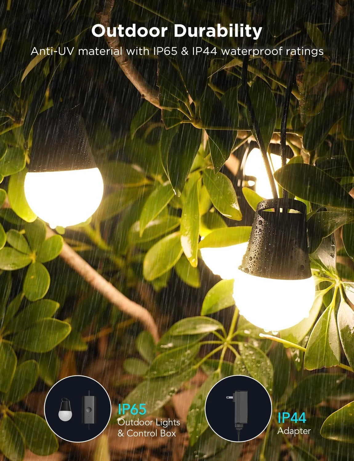Govee Smart Outdoor String Lights 2, 48ft RGBIC Patio Lights with 15 Bulbs