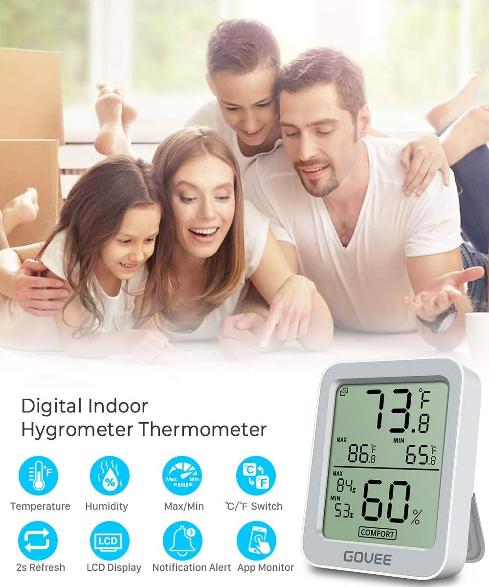 Govee Indoor Hygrometer Thermometer 3Pack H5075 with Bluetooth App Control