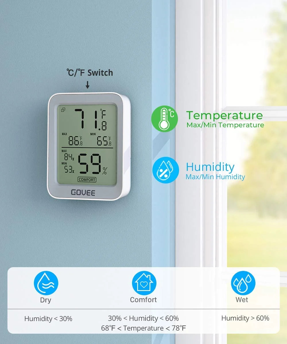 Govee Indoor Hygrometer Thermometer 3Pack H5075 with Bluetooth App Control