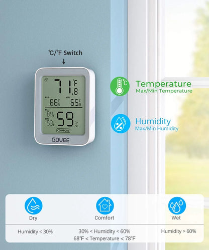 Govee Indoor Hygrometer Thermometer 3Pack H5075 with Bluetooth App Control