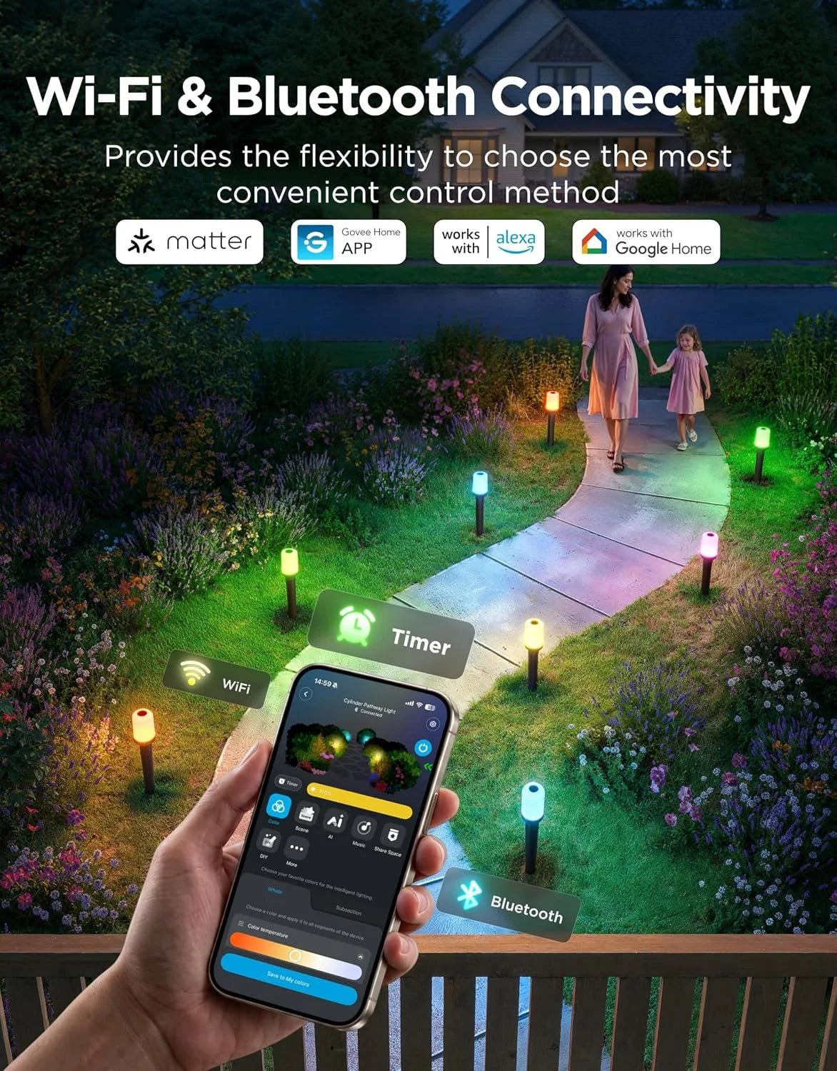 Govee Outdoor Cylinder Pathway Lights, 8 Pack, 425 Lumens, IP67 Waterproof
