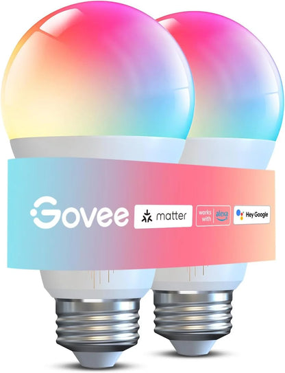 Govee Smart Light Bulbs 1200 Lumens, 12W 85W Equivalent, 2 Pack