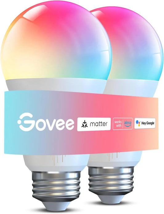 Govee Smart Light Bulbs 1200 Lumens, 12W 85W Equivalent, 2 Pack
