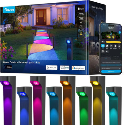 Govee Outdoor Pathway Lights 2 Lite, 8 Pack, 190 Lumens, IP67 Waterproof