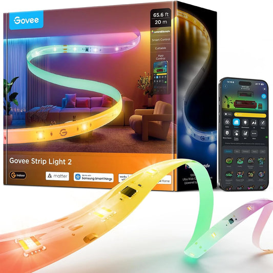 Govee LED Strip Light 2, 65.6ft, RGBWWIC, 1000K to 10000K White Light, WiFi