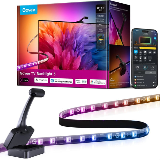 Govee TV Backlight 3 with Dual 4MP Lens, TV Lights Sync to 55-65 Inch TVs