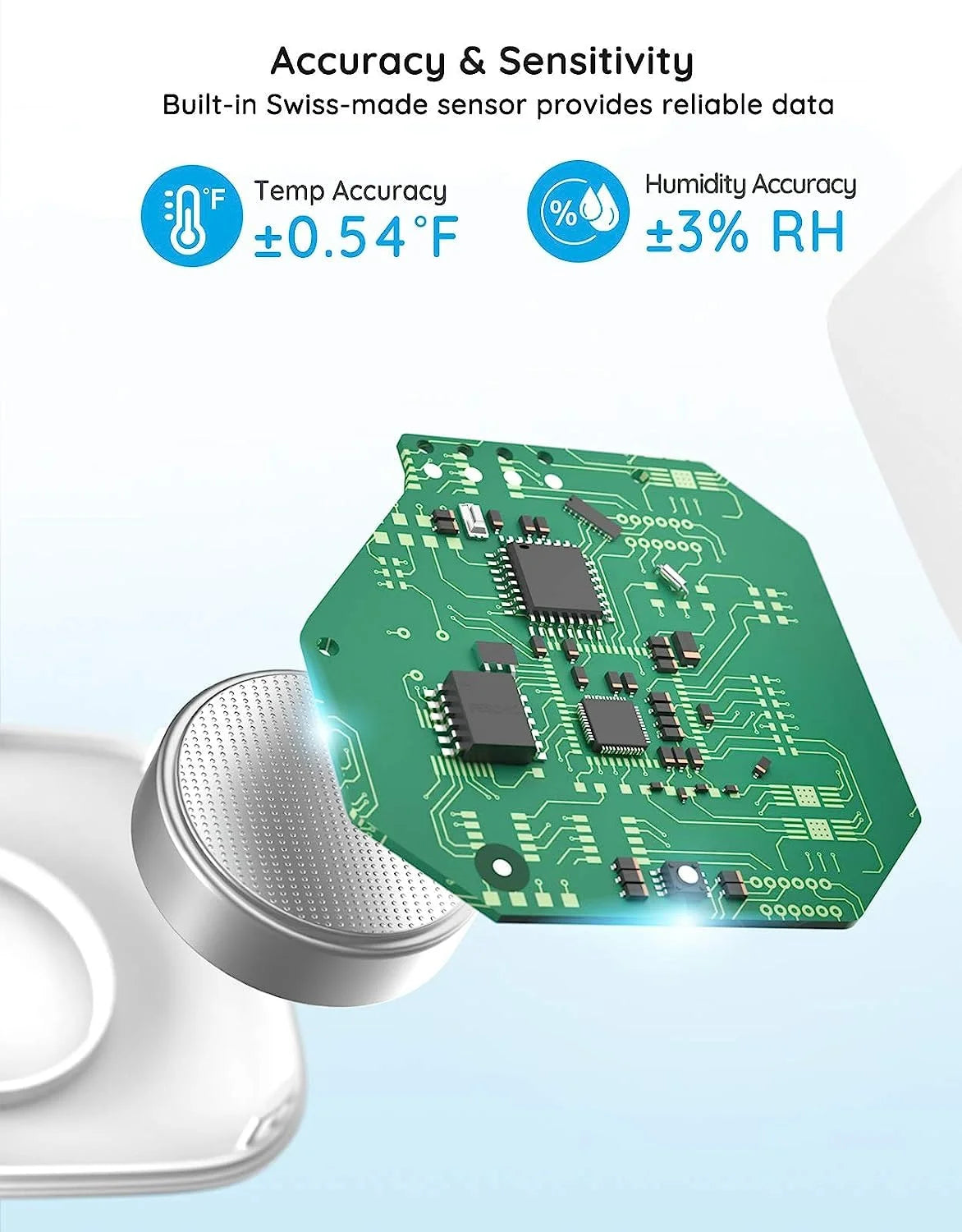Govee Smart Bluetooth Thermometer Hygrometer H5074, Mini Humidity Sensor