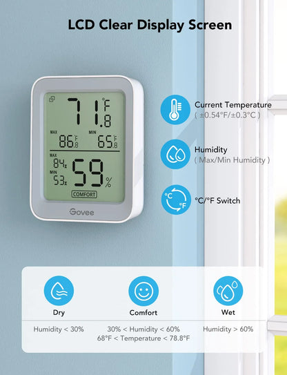 Govee Indoor Hygrometer Thermometer 3Pack H5075 with Bluetooth App Control