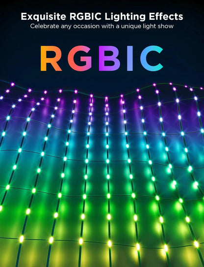 Govee Outdoor Net Lights, 2.8 * 9.4ft with RGBIC,DIY Functions and 480 LEDs