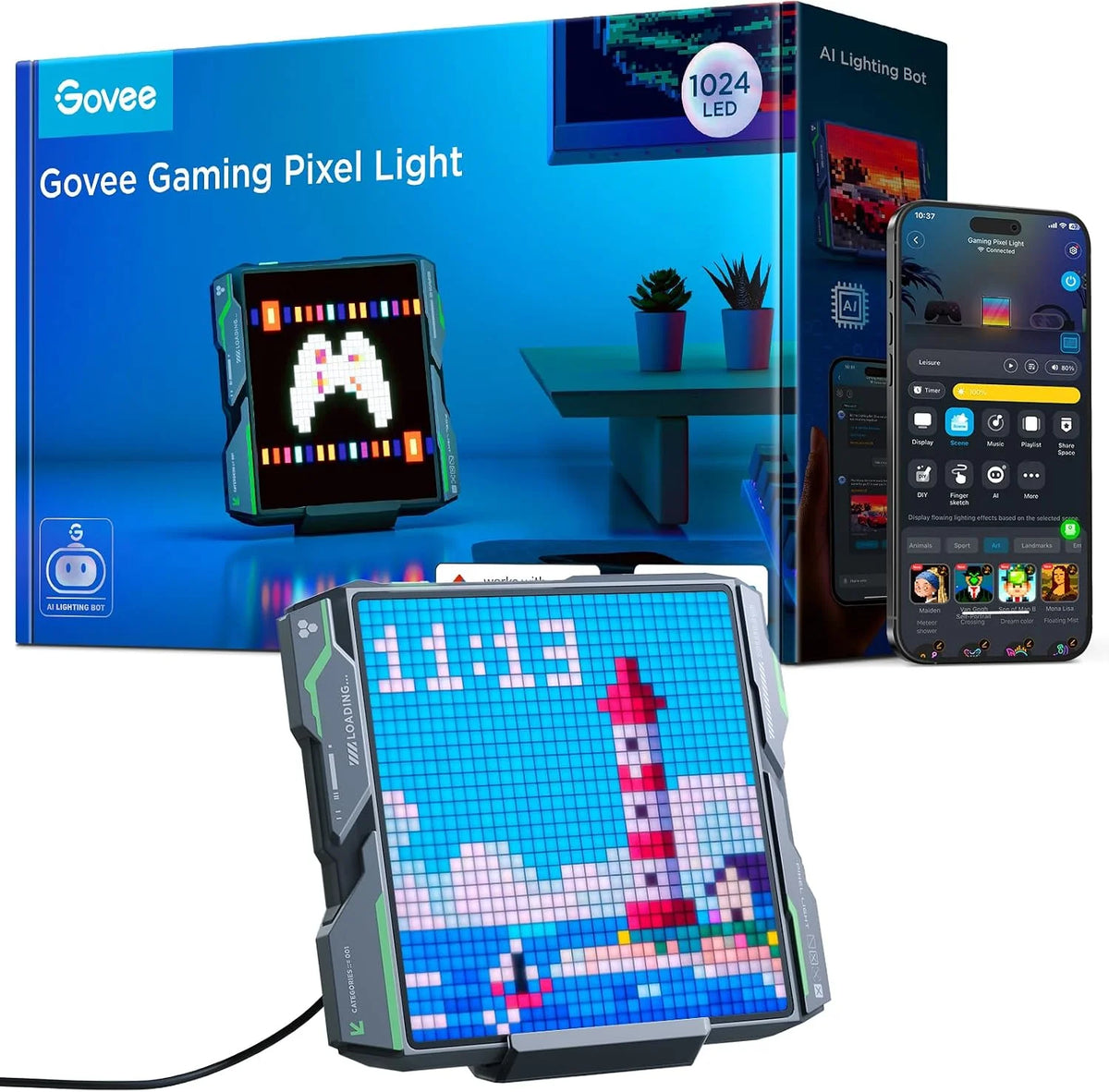 Govee x PAC-MAN Gaming Pixel Light, LED Panel with Real-time Info Display