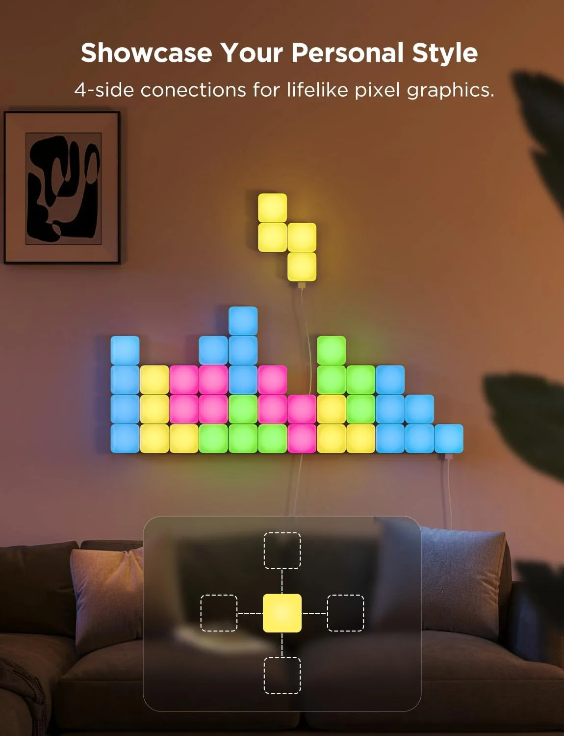 Govee Mini Panel Lights, RGBIC Wall Lights, Smart LED Wall Panels