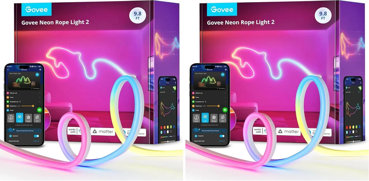 Govee RGBIC Neon Lights 16.4ft Works with Matter, Alexa, Google Assistant