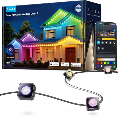 Govee Permanent Outdoor Lights 2, 100ft RGBIC Outdoor Lights with 100 Modes