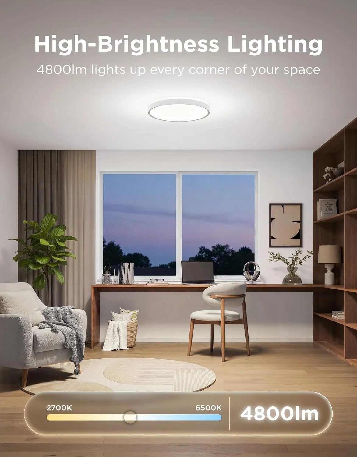 Govee Smart Ceiling Light 4300LM 15 Inch, RGBIC 2700K-6500K 1 Pack