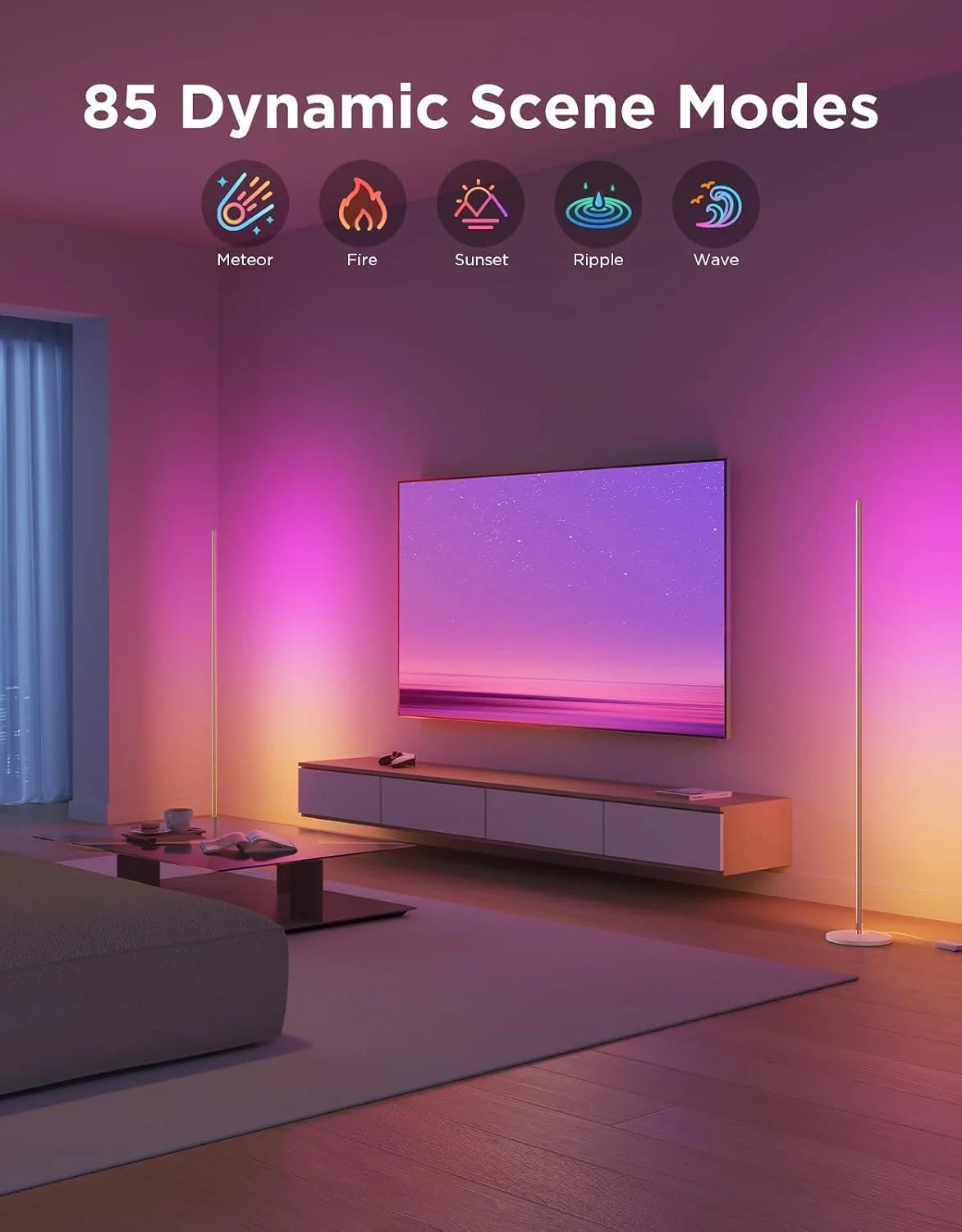 Govee RGBIC Floor Lamp Basic, 1000lm LED Corner Lamp, Champagne